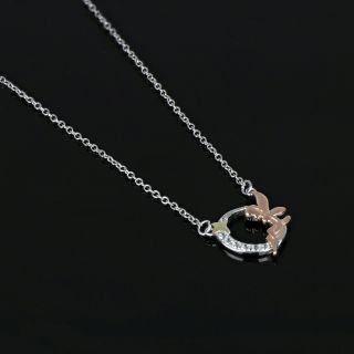 925 Sterling Silver tricolored necklace with fairy, star and moon with white cubic zirconia - 