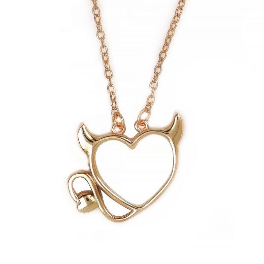 925 Sterling Silver rose gold plated necklace with devil heart