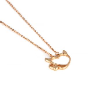 925 Sterling Silver rose gold plated necklace with devil heart - 