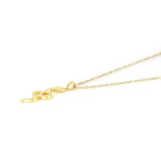 925 Sterling Silver gold plated necklace with white cubic zirconia and "SNAKE" - 