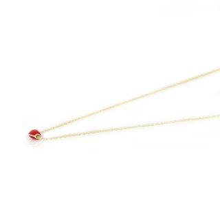 925 Sterling Silver gold plated necklace with red heart - 