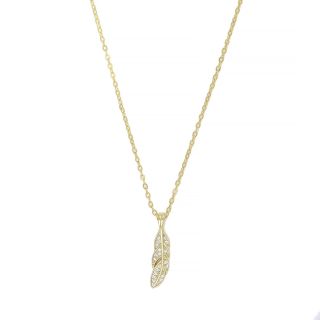 925 Sterling Silver gold plated necklace with feather and white cubic zirconia 925 Sterling Silver gold plated necklace with feather and white cubic zirconia