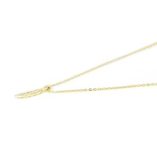 925 Sterling Silver gold plated necklace with feather and white cubic zirconia - 