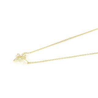 925 Sterling Silver gold plated necklace with flower and white cubic zirconia - 