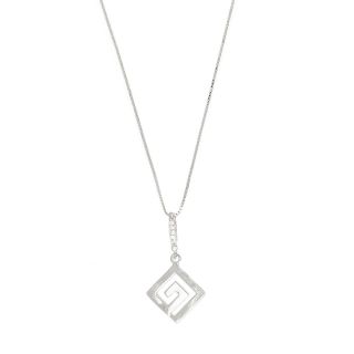 925 Sterling Silver rhodium plated necklace with meander design and white cubic zirconia 925 Sterling Silver rhodium plated necklace with meander design and white cubic zirconia