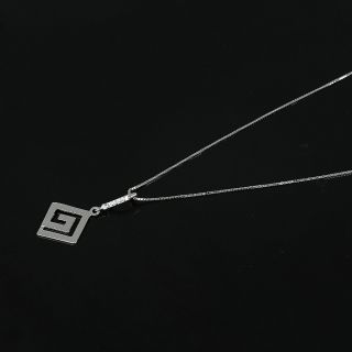 925 Sterling Silver rhodium plated necklace with meander design and white cubic zirconia - 