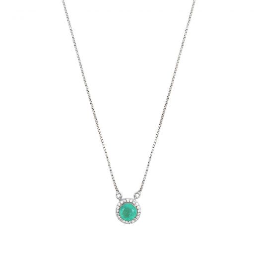925 Sterling Silver necklace with zircon and round tourmaline