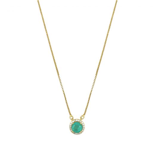 925 Sterling Silver gold plated necklace with zircon and round tourmaline