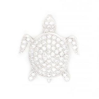 925 Sterling Silver rhodium plated pendant with white cubic zirconia and turtle design 18x16mm 925 Sterling Silver rhodium plated pendant with white cubic zirconia and turtle design 18x16mm