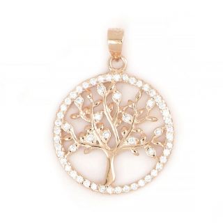 925 Sterling Silver rose gold plated pendant with tree of life 925 Sterling Silver rose gold plated pendant with tree of life