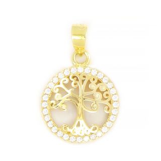 925 Sterling Silver gold plated pendant with tree of life 20x13mm 925 Sterling Silver gold plated pendant with tree of life 20x13mm