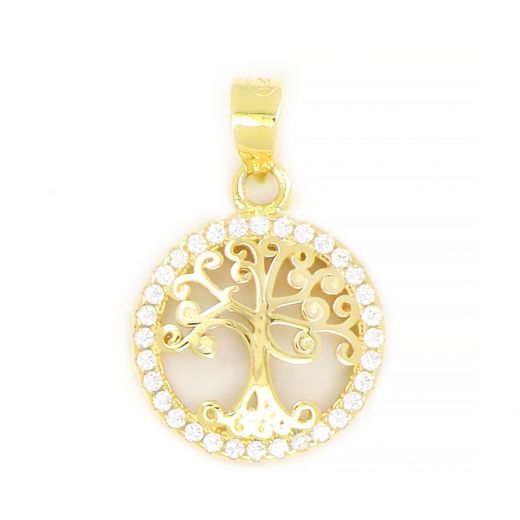 925 Sterling Silver gold plated pendant with tree of life 20x13mm