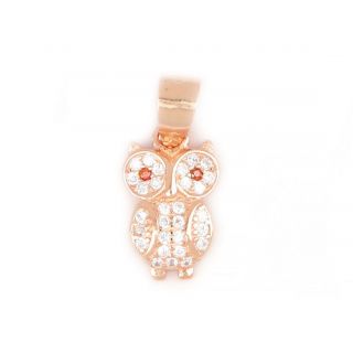 925 Sterling Silver rose gold plated pendant with owl design and white cubic zirconia 925 Sterling Silver rose gold plated pendant with owl design and white cubic zirconia