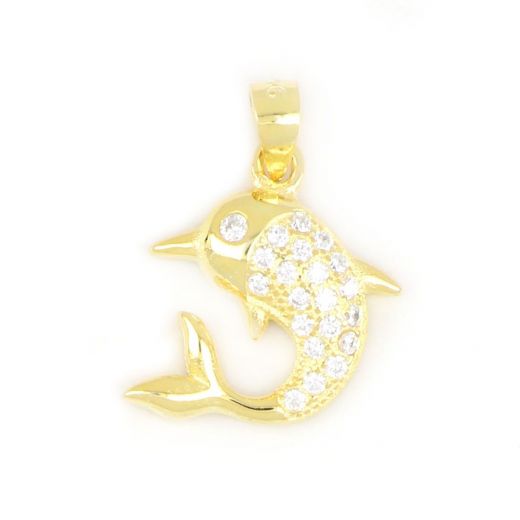 925 Sterling Silver gold plated pendant with dolphin design 20x13mm
