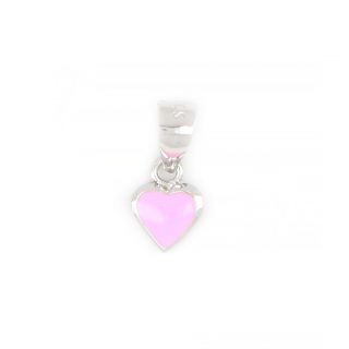 925 Sterling Silver kids pendant rhodium plated with a pink heart 925 Sterling Silver kids pendant rhodium plated with a pink heart