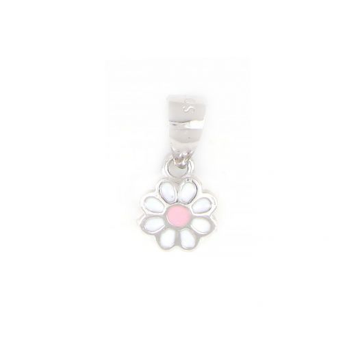 925 Sterling Silver kids pendant rhodium plated with a daisy design
