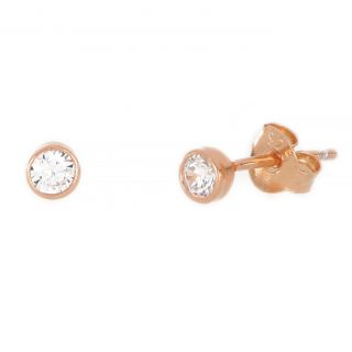 925 Sterling Silver stud earrings rose gold plated and white cubic zirconia 3mm 925 Sterling Silver stud earrings rose gold plated and white cubic zirconia 3mm
