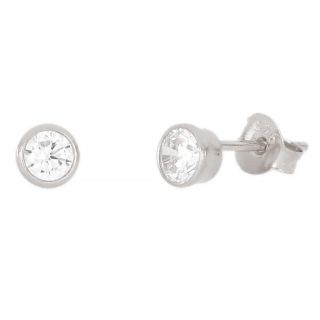 925 Sterling Silver stud earrings rhodium plated and white cubic zirconia 4mm 925 Sterling Silver stud earrings rhodium plated and white cubic zirconia 4mm