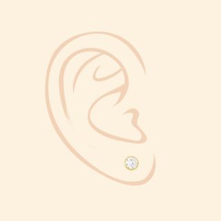 925 Sterling Silver stud earrings gold plated and white cubic zirconia 5mm - 