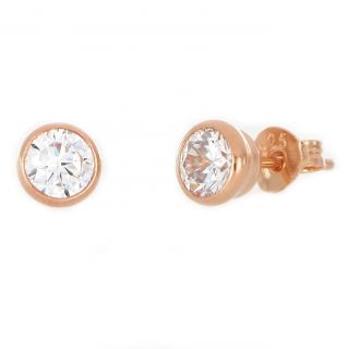 925 Sterling Silver stud earrings rose gold plated and white cubic zirconia 5mm 925 Sterling Silver stud earrings rose gold plated and white cubic zirconia 5mm