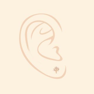 925 Sterling Silver stud earrings rose gold plated with trees of life and white cubic zirconia - 