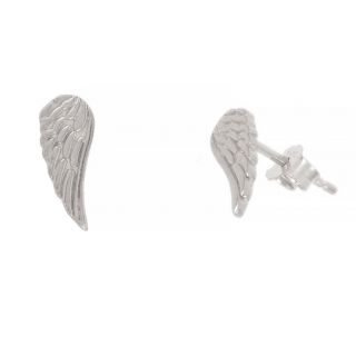 925 Sterling Silver stud earrings rhodium plated with angel wings design 925 Sterling Silver stud earrings rhodium plated with angel wings design