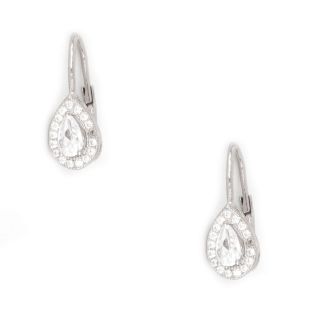 925 Sterling Silver stud earrings rhodium plated, with white cubic zirconia and a tear design 925 Sterling Silver stud earrings rhodium plated, with white cubic zirconia and a tear design