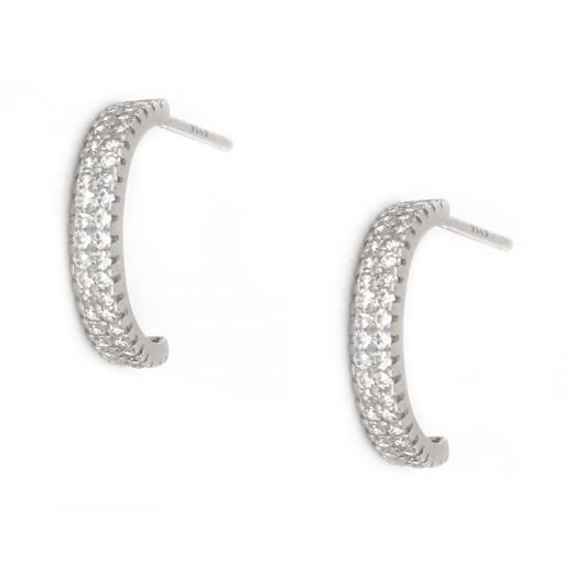 925 Sterling Silver stud earrings rhodium plated with white cubic zirconia