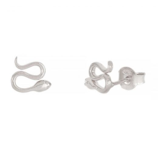 925 Sterling Silver earrings rhodium plated with snake design