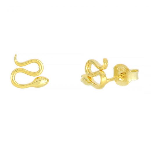 925 Sterling Silver earrings gold plated with snake design