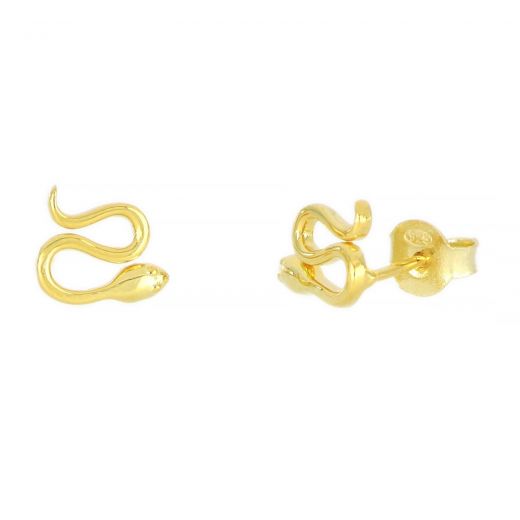 925 Sterling Silver earrings gold plated with snake design