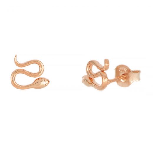 925 Sterling Silver stud earrings rose gold plated with snake design