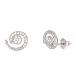 925 Sterling Silver stud earrings rhodium plated with white zirconia and spiral design 11x9mm 925 Sterling Silver stud earrings rhodium plated with white zirconia and spiral design 11x9mm