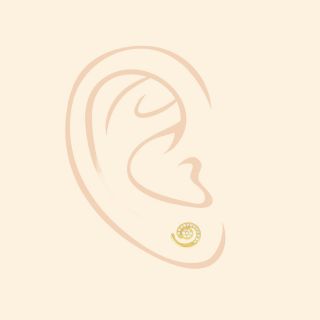 925 Sterling Silver stud earrings gold plated with white zirconia and spiral design 11x9mm - 