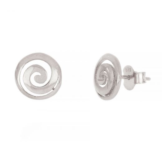 925 Sterling Silver stud earrings rhodium plated and a spiral design 9mm