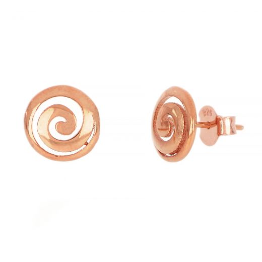 925 Sterling Silver stud earrings rose gold plated and a spiral design 9mm