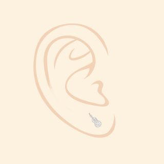 925 Sterling Silver earrings rhodium plated with violin design and white cubic zirconia - 