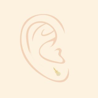 925 Sterling Silver stud earrings gold plated with violins design and white cubic zirconia - 