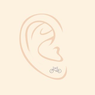 925 Sterling Silver stud earrings rhodium plated with bicycle design - 