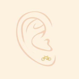 925 Sterling Silver stud earrings gold plated with bicycle design - 
