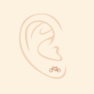 925 Sterling Silver stud earrings rose gold plated with bicycle design - 