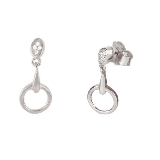 925 Sterling Silver earrings rhodium plated with white cubic zirconia and a beautiful design
