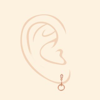 925 Sterling Silver stud earrings rose gold plated with lovely white cubic zirconia 19x8mm - 