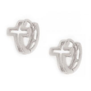 925 Sterling Silver small hoop earrings with cross design 925 Sterling Silver small hoop earrings with cross design