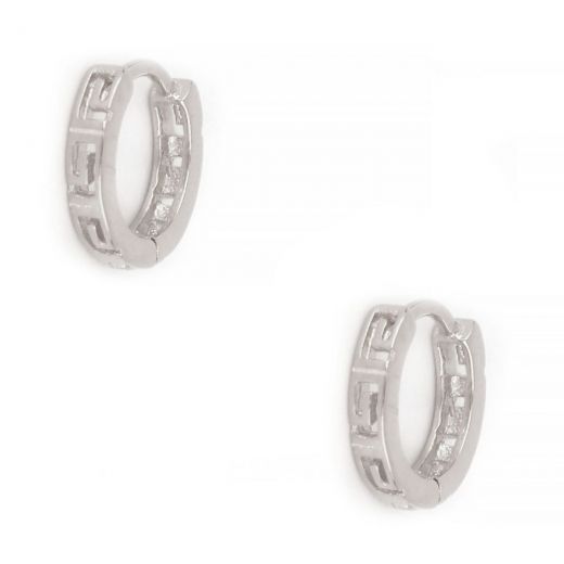 925 Sterling Silver stud earrings rhodium plated with a meander design