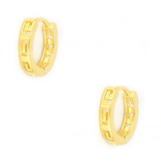 925 Sterling Silver stud earrings gold plated with a meander design