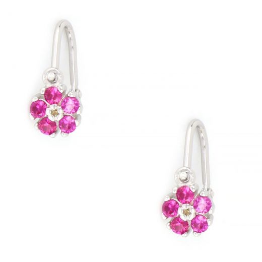 925 Sterling Silver kids' earrings rhodium plated with white cubic zirconia 6mm