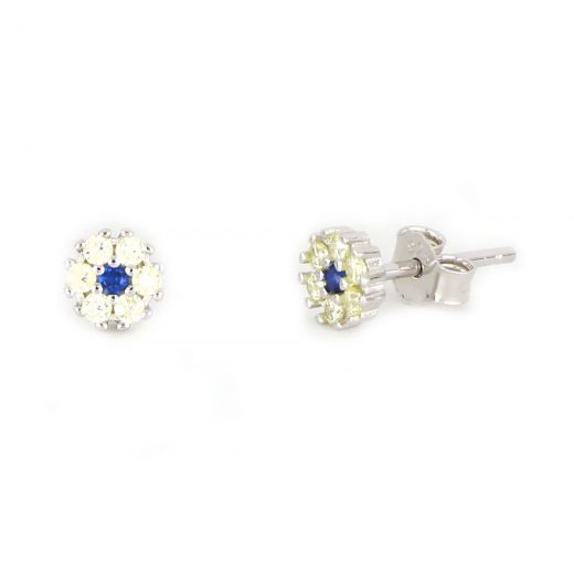 925 Sterling Silver kids' stud earrings rhodium plated with cubic zirconia