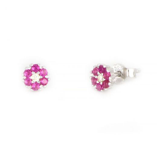 925 Sterling Silver kids' stud earrings rhodium plated with cubic zirconia SK11454-01