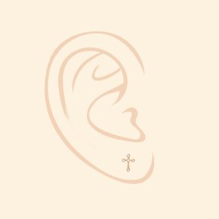 925 Sterling Silver stud earrings rose gold plated with white cubic zirconia and a cross design - 